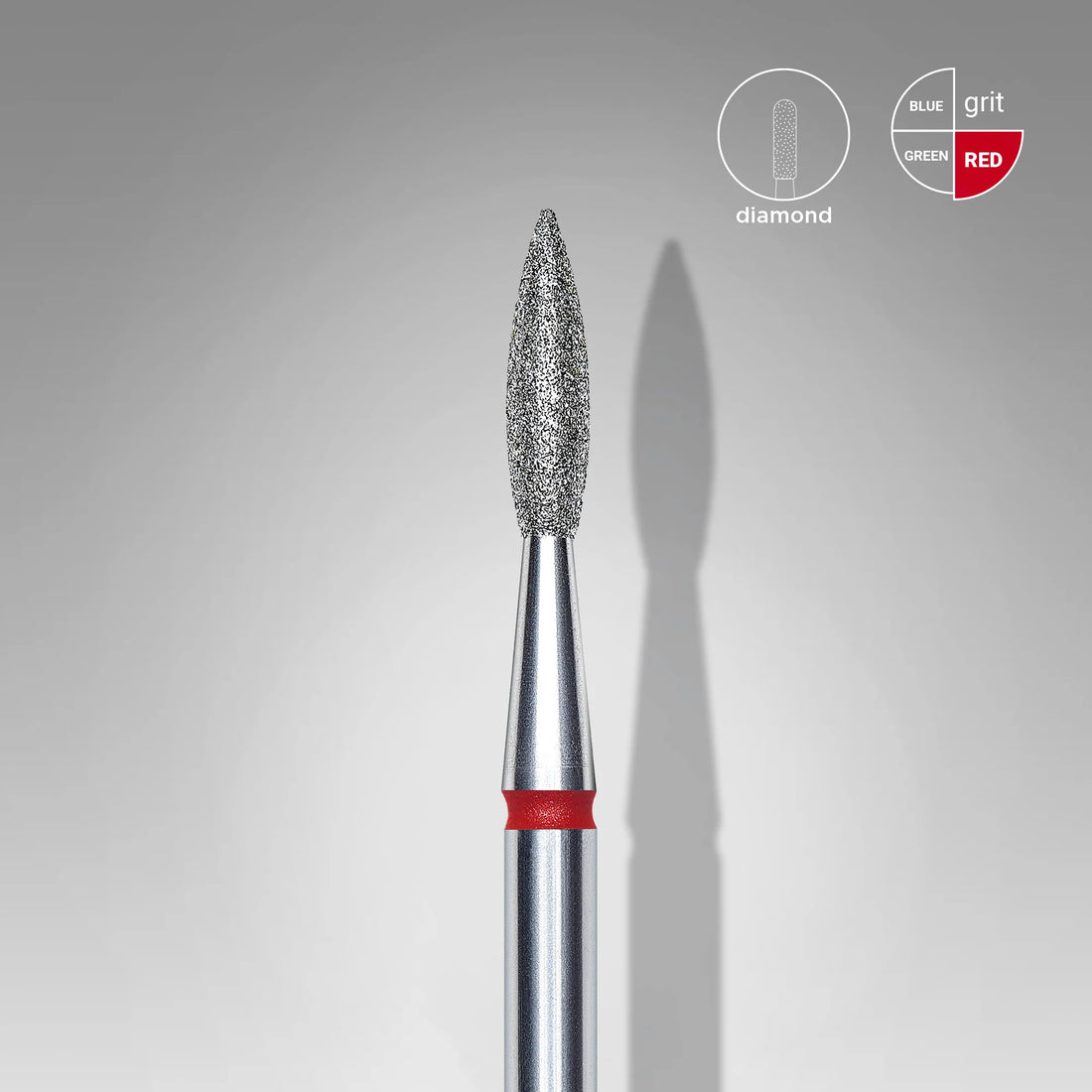 Embout diamant « flamme », rouge, diamètre tête 2.1 mm, partie active 8mm - Staleks Pro