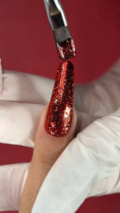 Art Glitter rouge, gel pailleté, Trendy Nails