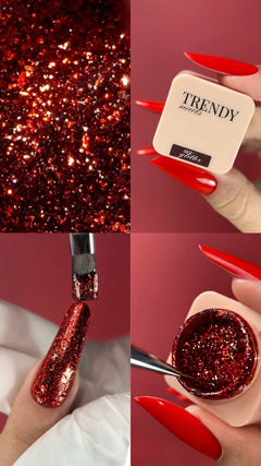 Art Glitter rouge, gel pailleté, Trendy Nails