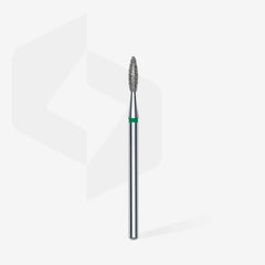 Embout diamant « flamme », vert, diamètre tête 2.1 mm, partie active 8mm
