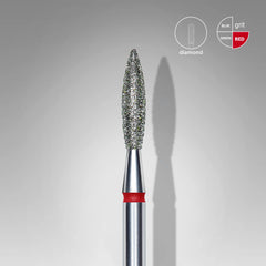 Flamme diamant « flamme », rouge, diamètre tête 2.3 mm, partie active 10 mm - Staleks Pro