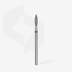 Flamme diamant « flamme », rouge, diamètre tête 2.3 mm, partie active 10 mm - Staleks Pro
