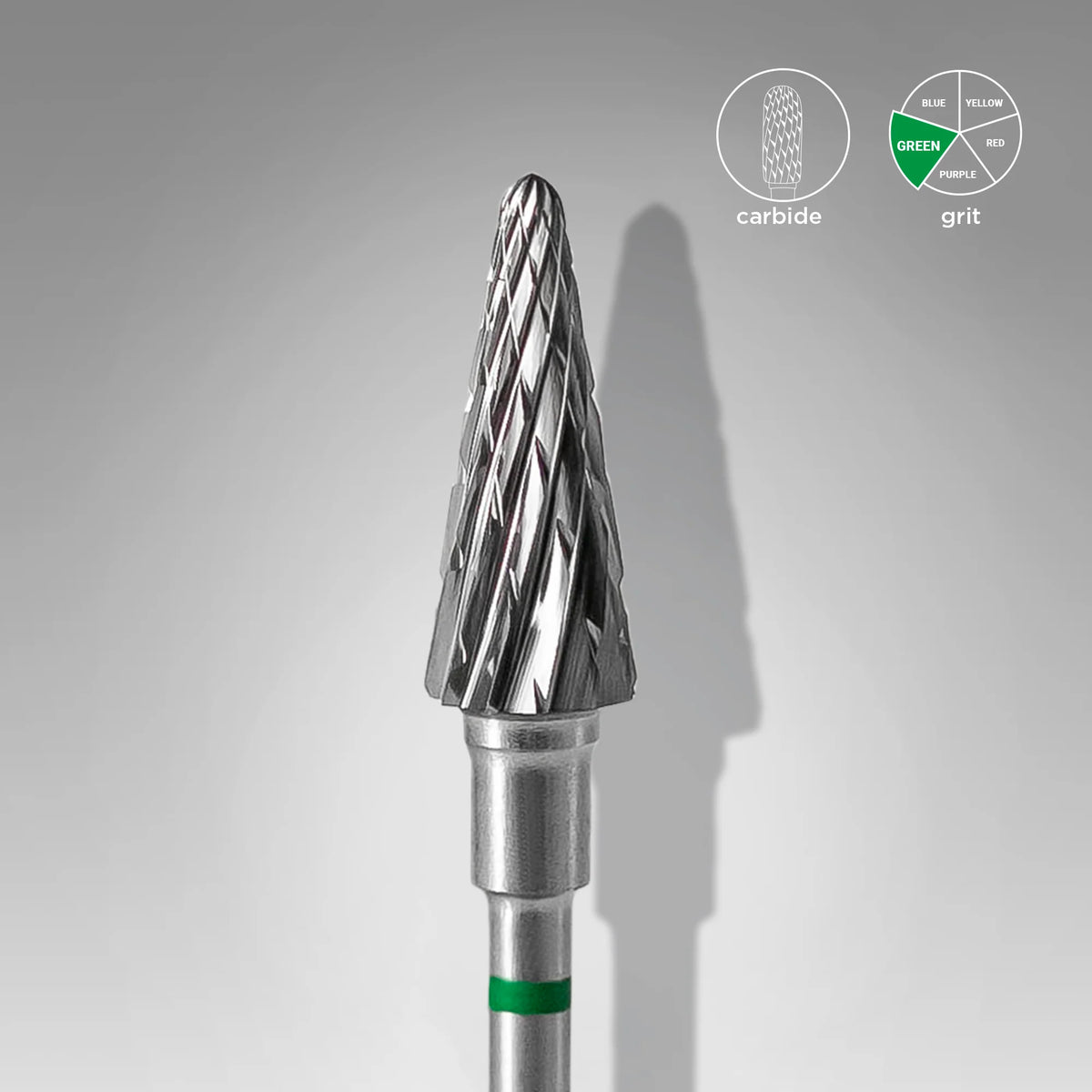 Embout en carbure, «cône» vert, diamètre 6 mm, partie active 14 mm -Staleks Pro