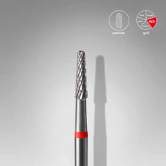 Embout en carbure, «cône» rouge, diamètre tête 2.3 mm / partie active 8 mm - Staleks Pro
