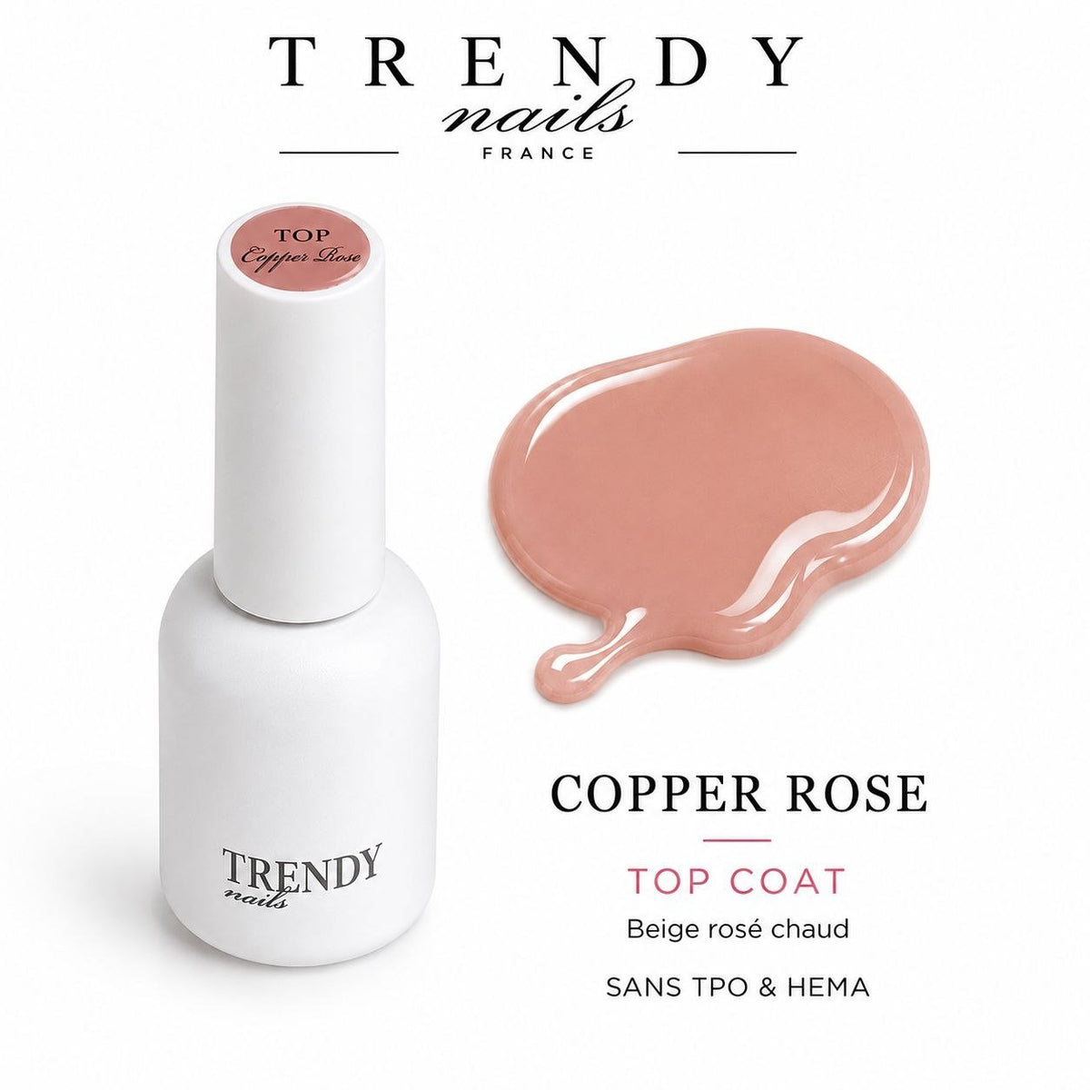 Copper Rose Top Coat | Top Coat Beige Rosé Sans Résidu – 10 ml